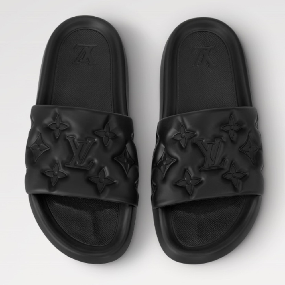 Waterfront Mule Slides Sandals Monogram Embossed Jacquard Black Millionaire New - Picture 2 of 11